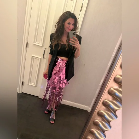 Jonathan Simkhai Pink Sequin Midi Skirt - Picture 16 of 16